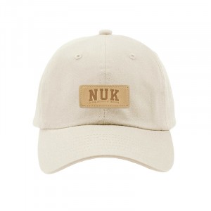 【團購商品，10頂起做】NUK皮革標老帽_象牙白/黑(可混色)