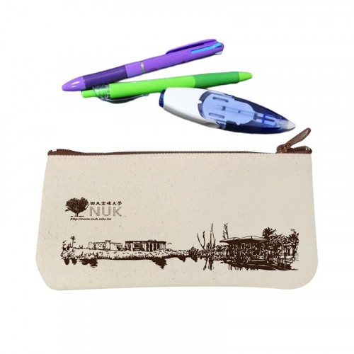 【團購商品，10個起做】NUK校景帆布筆袋_米白