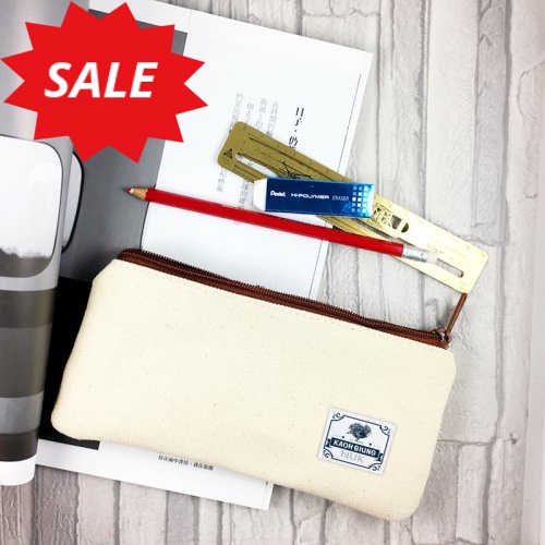 【絕版出清，售完10個起做】NUK簡約生活布標帆布筆袋_米白